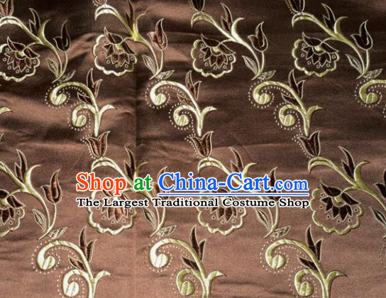 Chinese Traditional Brown Silk Fabric Tang Suit Brocade Cloth Cheongsam Material Drapery