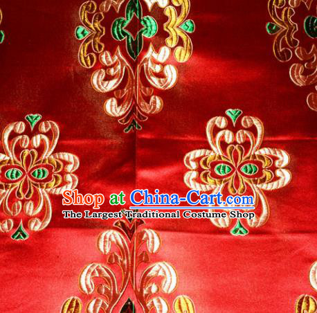 Chinese Traditional Silk Fabric Tang Suit Red Brocade Cheongsam Classical Pattern Cloth Material Drapery