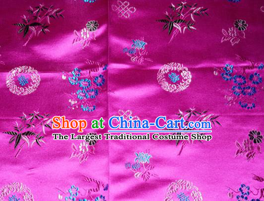 Chinese Traditional Cheongsam Rosy Silk Fabric Tang Suit Brocade Classical Plum Blossom Orchid Bamboo Chrysanthemum Pattern Cloth Material Drapery