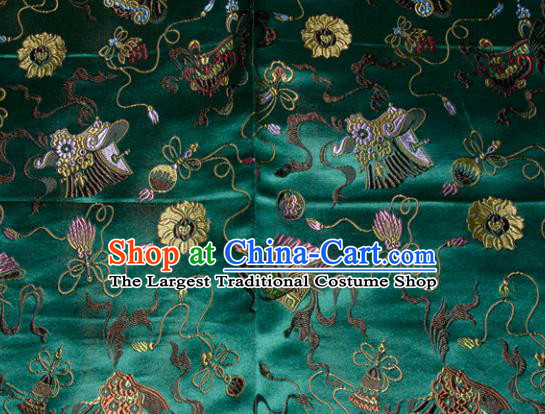Chinese Traditional Classical Pattern Green Silk Fabric Tang Suit Brocade Cloth Cheongsam Material Drapery