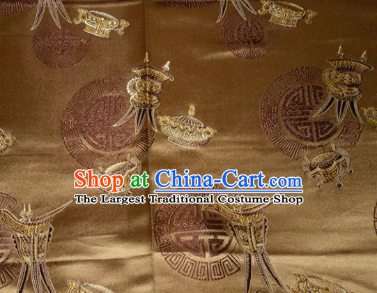 Classical Wine Goblet Pattern Chinese Traditional Bronze Silk Fabric Tang Suit Brocade Cloth Cheongsam Material Drapery