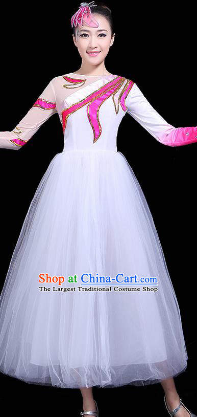 Professional Modern Dance Costume Chorus Umbrella Dance White Dress for Women