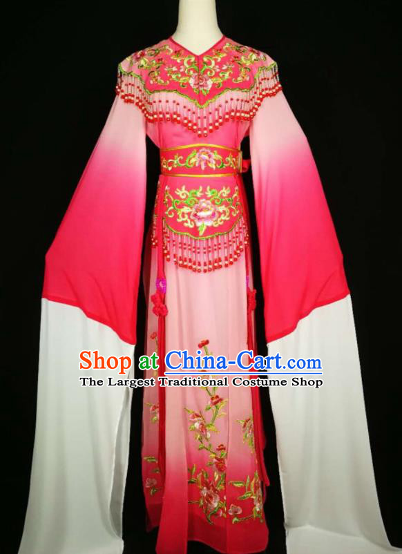 Chinese Traditional Beijing Opera Diva Embroidered Peony Pink Dress Peking Opera Princess Costume for Adults