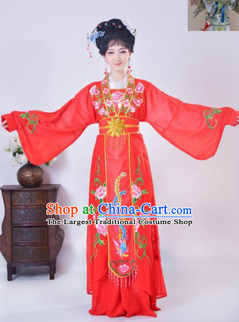 Chinese Traditional Beijing Opera Diva Embroidered Costume Princess Red Hanfu Dress for Adults