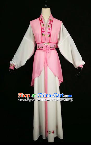 Chinese Traditional Beijing Opera Young Lady Pink Dress Peking Opera Maidservants Costumes for Adults
