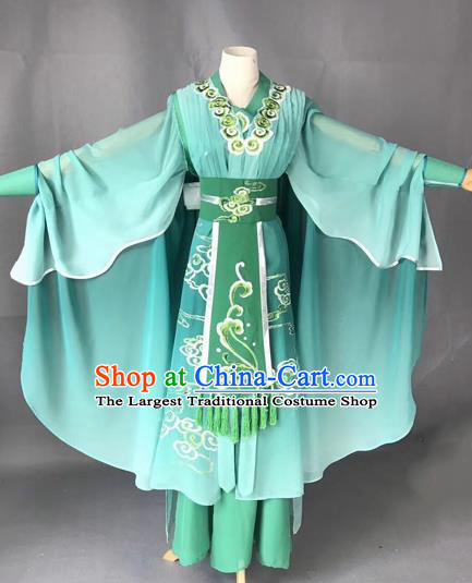 Chinese Traditional Beijing Opera Martial Arts Lady Green Clothing Peking Opera Actress Costumes for Adults