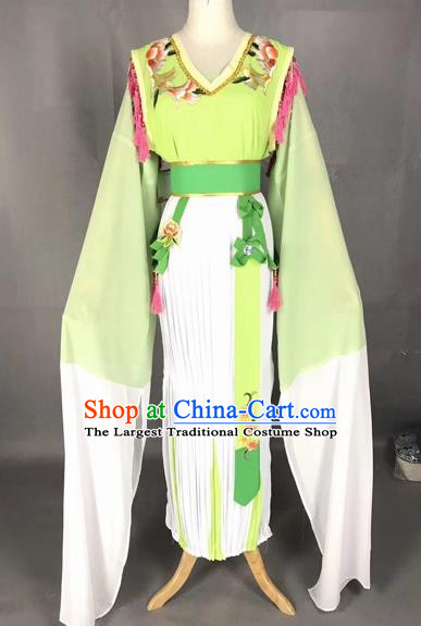 Chinese Traditional Beijing Opera Young Lady Green Dress Peking Opera Diva Costumes for Adults