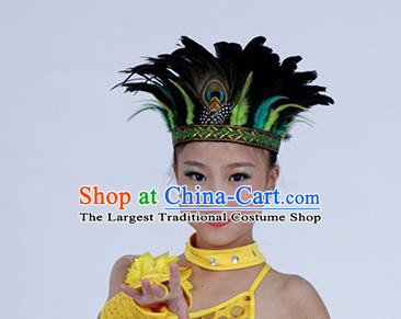 Top Halloween Feather Hair Accessories Carnival Catwalks Hair Crown for Women