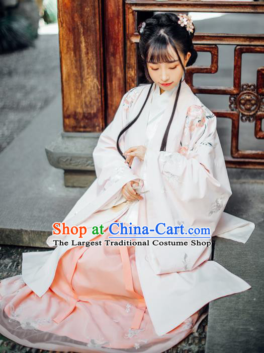 Traditional Chinese Ming Dynasty Princess Embroidered Historical Costumes Ancient Nobility Lady Hanfu Dress for Women