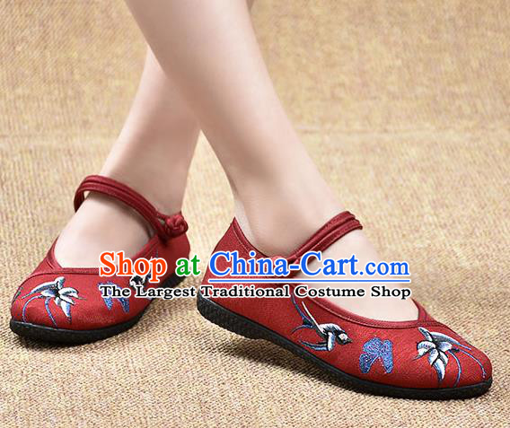 Chinese Shoes Wedding Shoes Traditional Embroidered Birds Butterfly Shoes Bride Red Shoes for Women