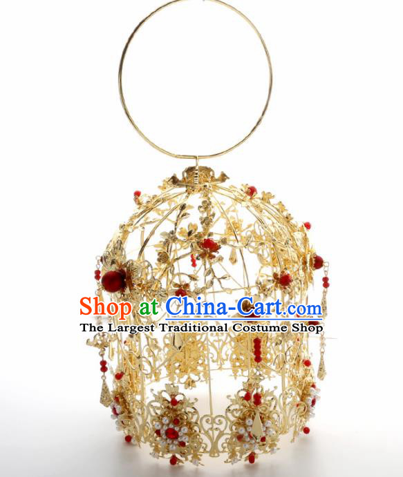 Chinese Traditional Wedding Accessories Classical Bride Golden Palace Cabas for Women