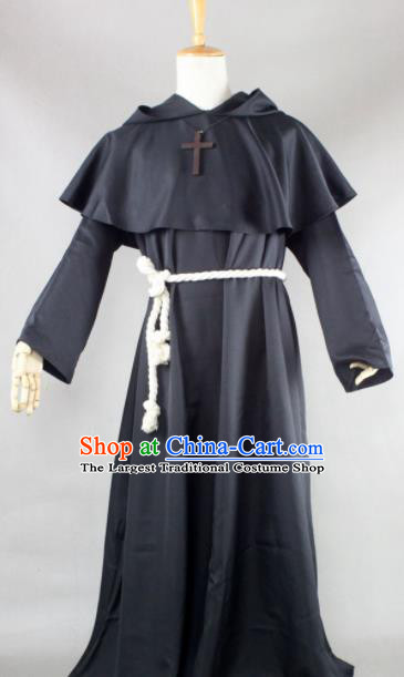 Top Grade Halloween Priest Costumes Fancy Ball Cosplay Pastor Black Clothing for Men