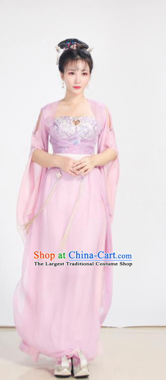 Chinese Ancient Drama Goddess Peri Pink Hanfu Dress Traditional Ming Dynasty Imperial Consort Replica Costumes for Women