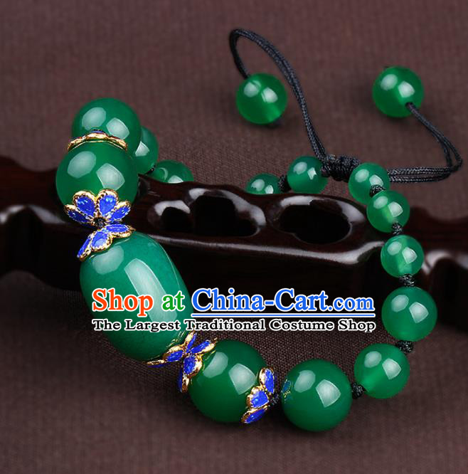 Chinese Traditional Jewelry Accessories National Hanfu Jadeite Beads Bracelet for Women