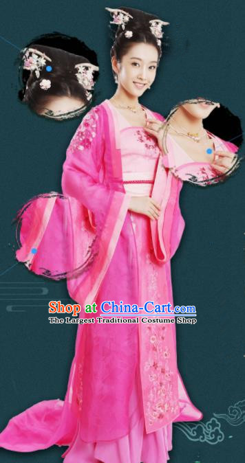Chinese Traditional Ming Dynasty Princess Replica Costumes Ancient Palace Lady Hanfu Dress and Headpiece Complete Set