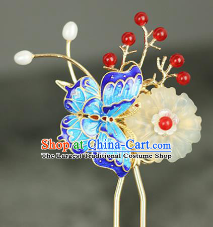 Handmade Chinese Traditional Cloisonne Butterfly Hairpins Traditional Classical Hanfu Hair Accessories for Women