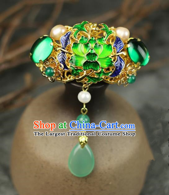 Handmade Chinese Traditional Blueing Lotus Hair Claw Traditional Classical Hanfu Hair Accessories for Women