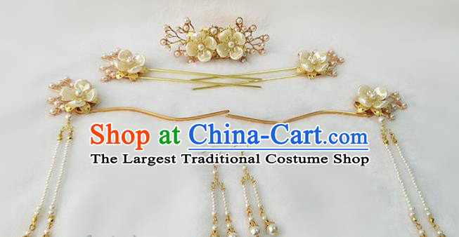 Chinese Ancient Traditional Hanfu Shell Hairpins Hair Comb Handmade Classical Hair Accessories for Women