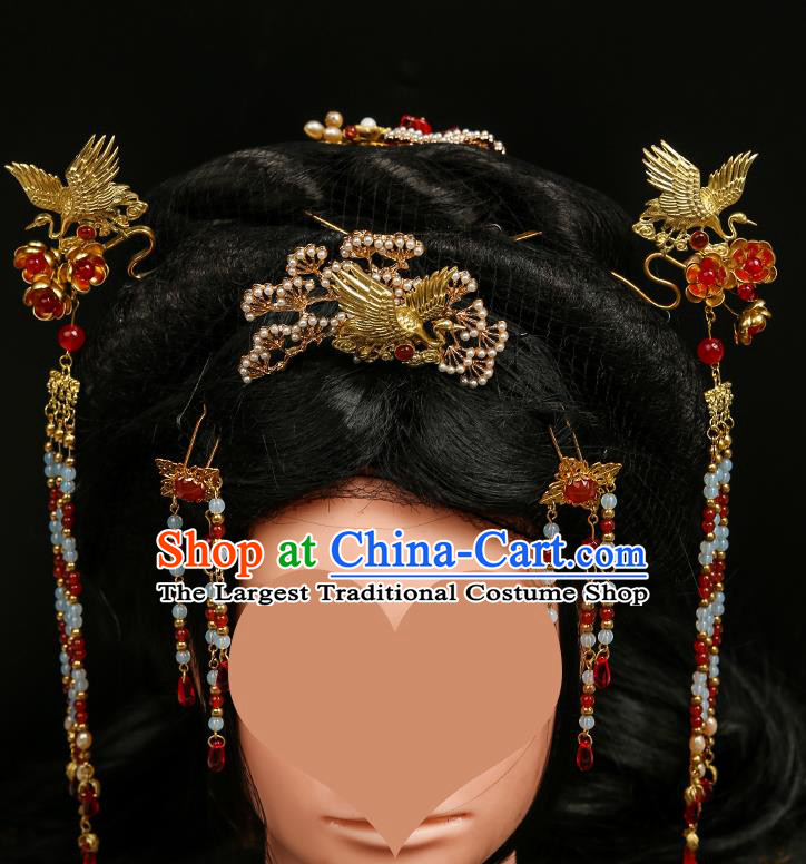 Chinese Ancient Traditional Hanfu Hairpins Tassel Hair Clips Handmade Classical Hair Accessories for Women