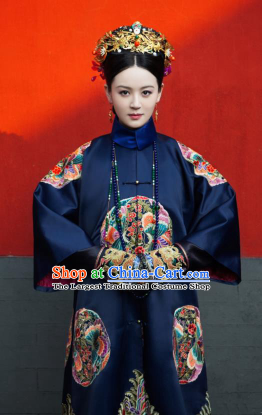 Ruyi Royal Love in the Palace Chinese Ancient Drama Qing Dynasty Imperial Consort Embroidered Costumes and Headpiece Complete Set