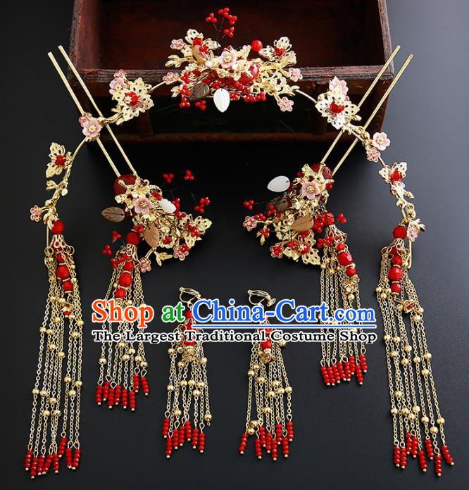 Chinese Ancient Traditional Hanfu Phoenix Coronet Hairpins Handmade Classical Hair Accessories for Women
