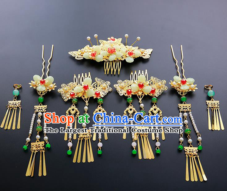 Chinese Ancient Traditional Hanfu Hairpins Hair Combs Handmade Classical Hair Accessories Complete Set for Women
