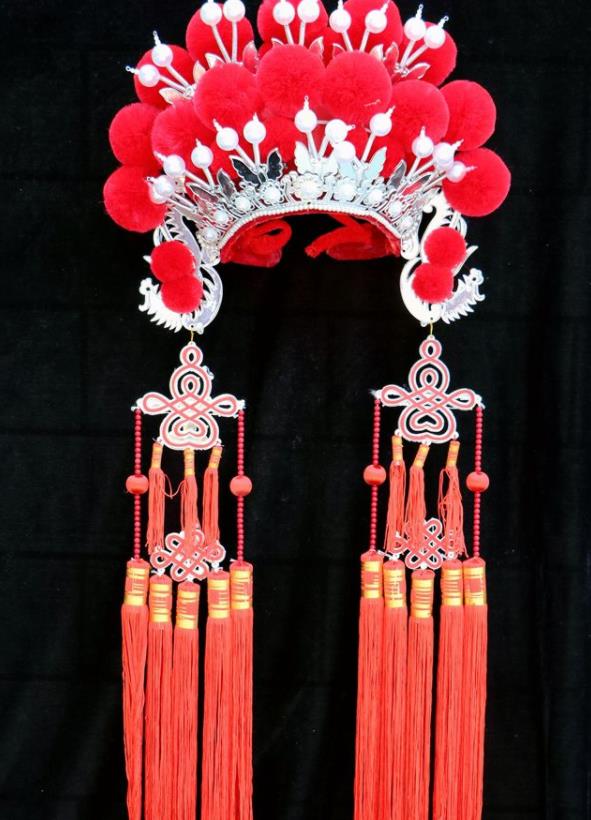 Chinese Traditional Peking Opera Red Venonat Phoenix Coronet Beijing Opera Diva Headwear for Women