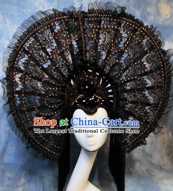 Halloween Cosplay Black Lace Hat Hair Accessories Brazilian Carnival Parade Headwear for Women