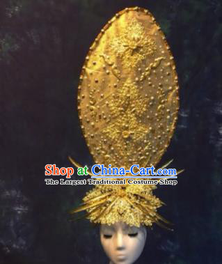 Halloween Cosplay Deluxe Palace Golden Hair Accessories Chinese Traditional Catwalks Hat Headwear for Women