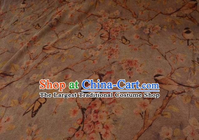 Asian Chinese Traditional Flowers Birds Pattern Silk Design Brocade Fabric Chinese Gambiered Guangdong Gauze Material