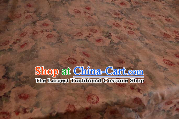 Asian Printing Gambiered Guangdong Gauze Material Chinese Traditional Flowers Pattern Silk Design Brocade Fabric