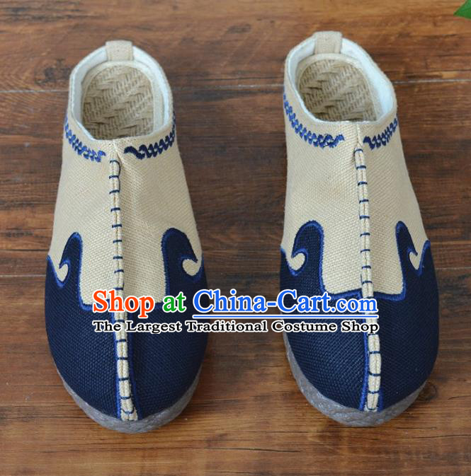 Chinese Traditional Martial Arts Shoes Ancient Shoes Beige Linen Shoes for Men