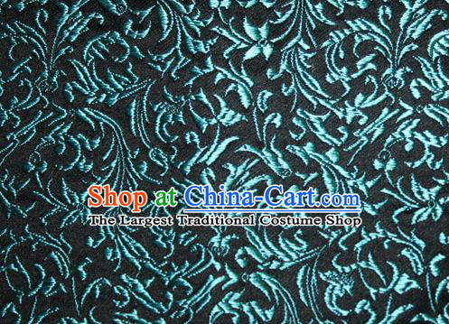 Asian Chinese Tang Suit Silk Fabric Brocade Material Traditional Blue Palace Pattern Design Satin