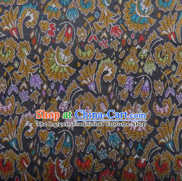 Asian Traditional Cockscomb Pattern Design Black Satin Material Chinese Tang Suit Brocade Silk Fabric