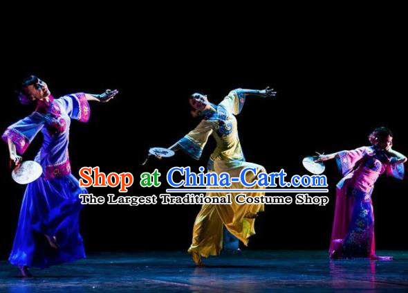 Chinese Traditional Manchu Group Dance Costumes Classical Dance Stage Performance Dress for Women