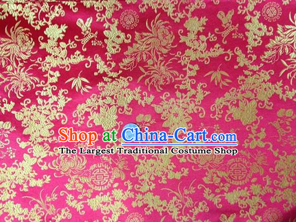 Asian Traditional Chrysanthemum Pattern Design Pink Satin Material Chinese Tang Suit Brocade Silk Fabric
