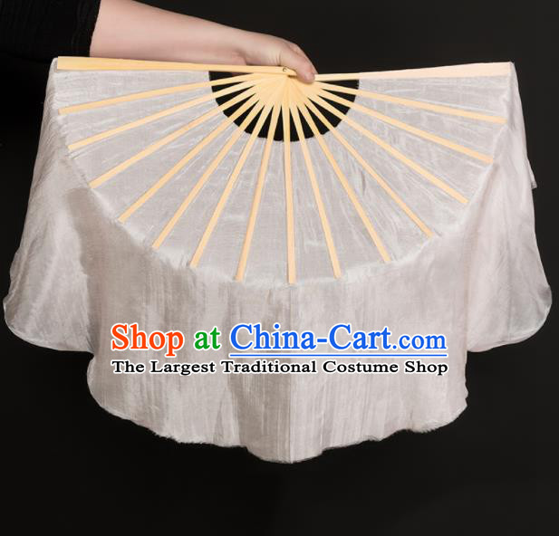 Chinese Traditional Folk Dance Props White Silk Fans Folding Fans Yangko Fan