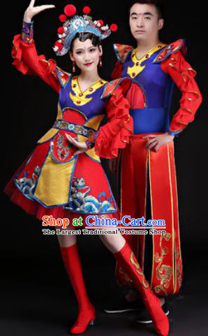 Chinese Traditional Folk Dance Costumes Drum Dance Group Dance Clothing for Women for Men