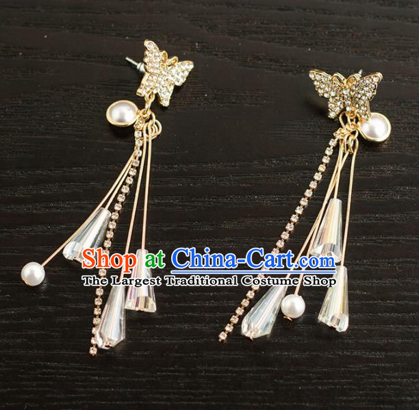 Handmade Wedding Crystal Butterfly Ear Accessories Top Grade Bride Hanfu Earrings for Women