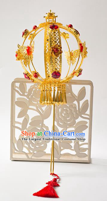 Chinese Ancient Wedding Accessories Bride Handmade Golden Palace Lantern for Women