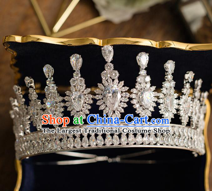 Top Grade Wedding Bride Hair Accessories Princess Handmade Crystal Royal Crown Headwear for Women