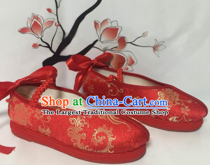Traditional Chinese Shoes Wedding Shoes Ancient Princess Shoes Red Blood Stained Shoes for Women