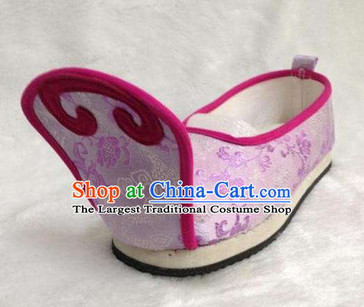 Traditional Chinese Wedding Shoes Ancient Princess Shoes Purple Embroidered Shoes for Women