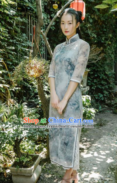 Chinese Traditional Costumes National Silk Qipao Dress Classical Cheongsam for Women