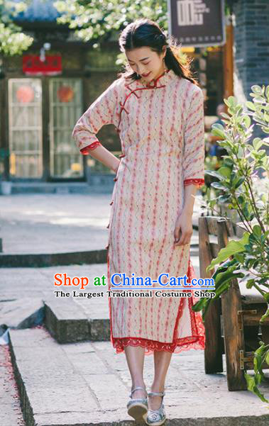 Chinese Traditional Costumes National Corduroy Qipao Dress Tang Suit Cheongsam for Women