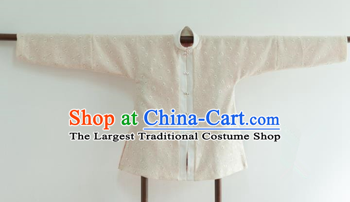 Chinese Ancient Ming Dynasty Historical Costumes Traditional Beige Blouse for Women