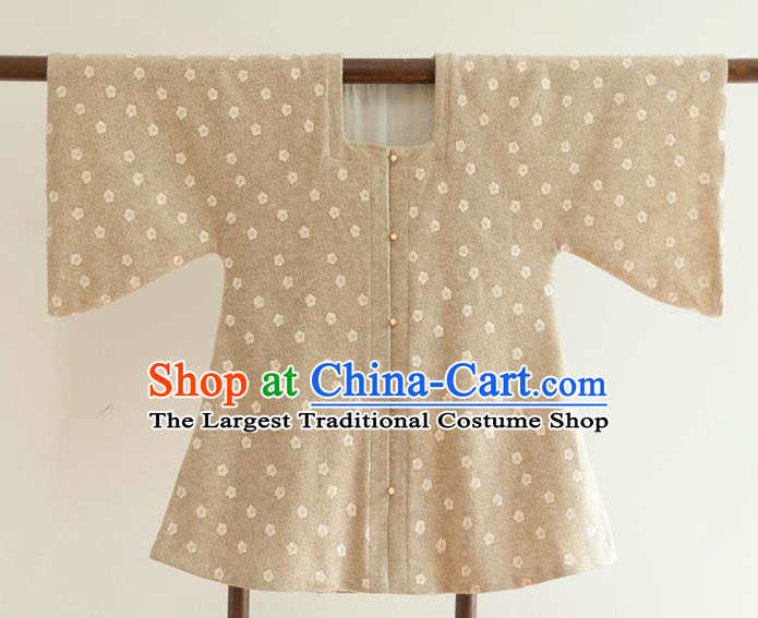 Chinese Ancient Ming Dynasty Historical Costumes Traditional Half Sleeves Beige Waistcoat for Women