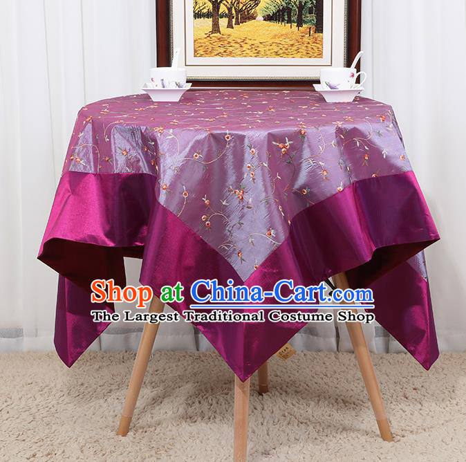 Chinese Classical Household Purple Brocade Table Cover Traditional Handmade Table Cloth Antependium