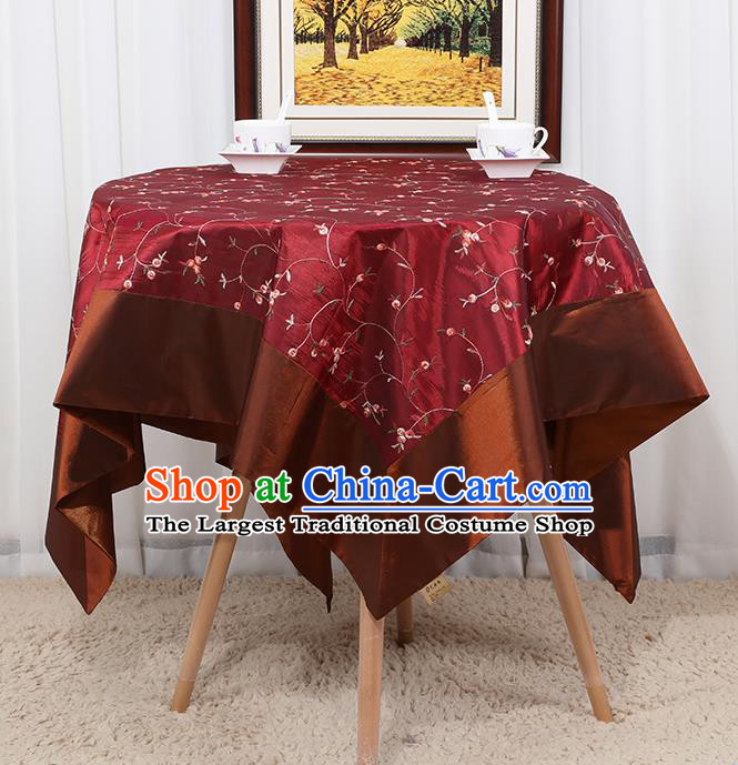 Chinese Classical Household Wine Red Brocade Table Cover Traditional Handmade Table Cloth Antependium