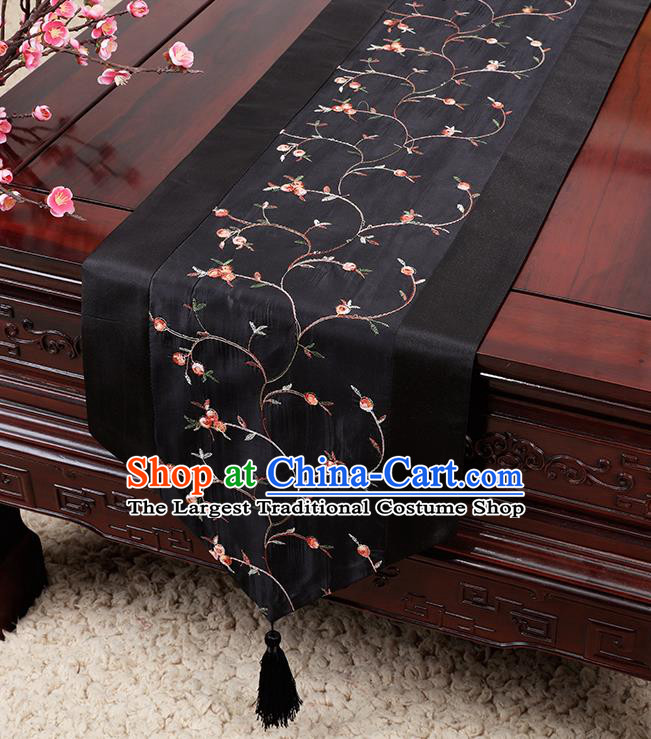 Chinese Traditional Handmade Table Cover Cloth Classical Household Ornament Black Brocade Table Flag